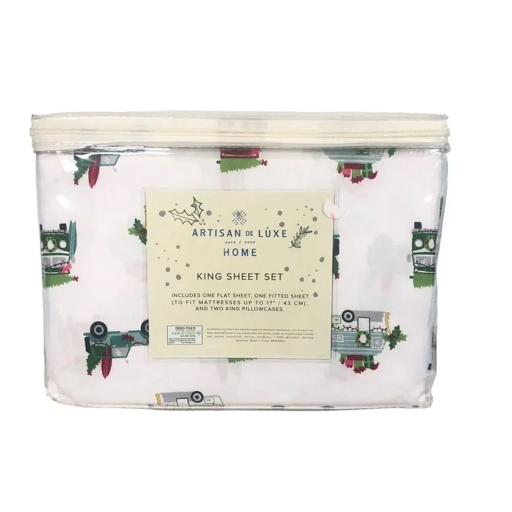 Artisan De Luxe Sheet Set Size King Jeep Holiday Travel RV Cotton Bed Sheets New